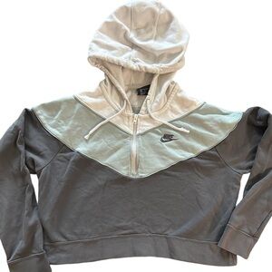 Nike Tri-Tone Color Block Cropped Hoodie